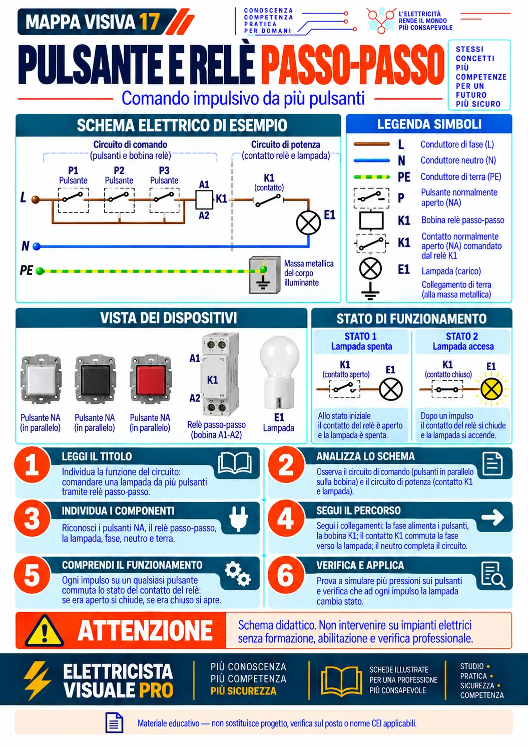 Pulsante e relè passo-passo