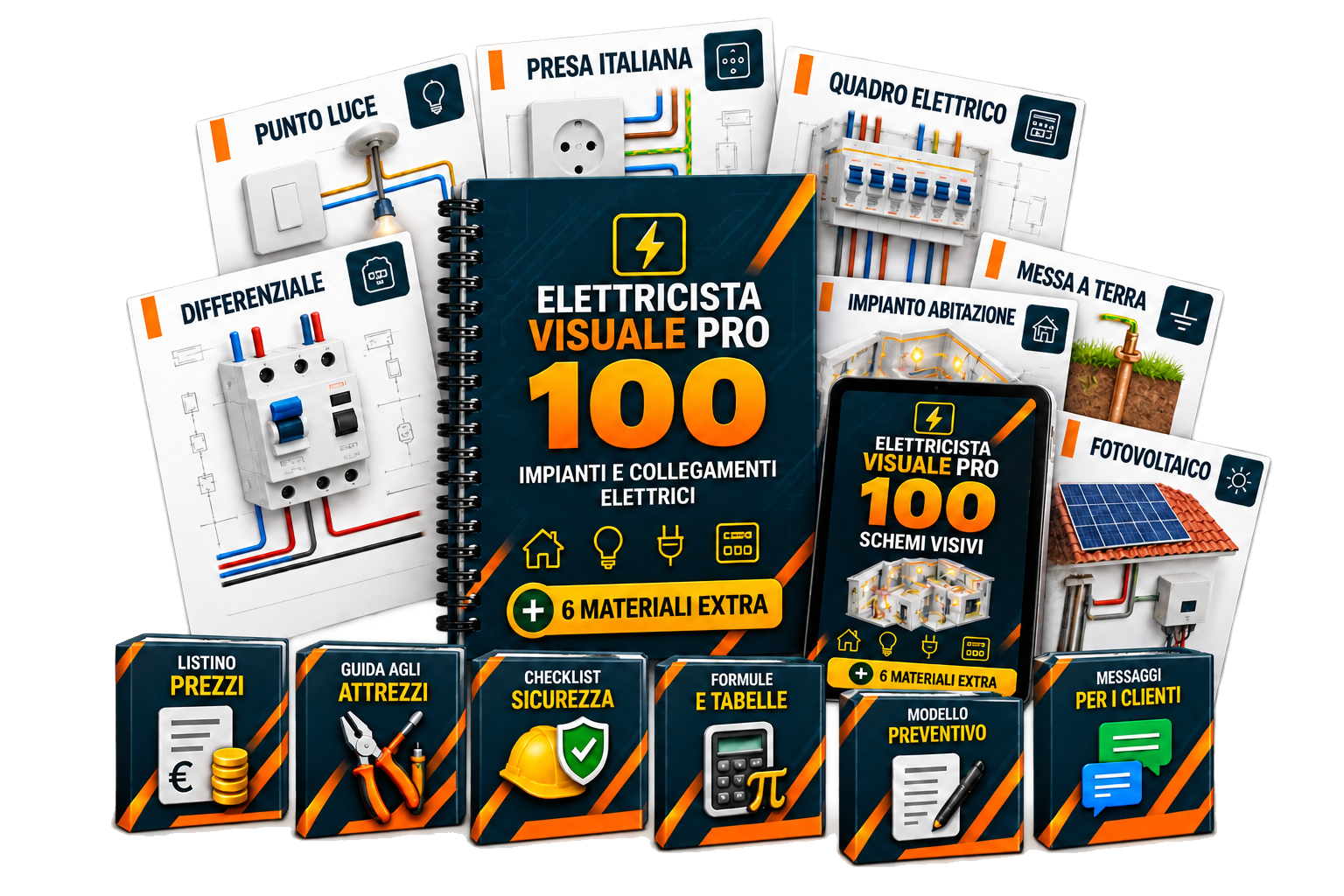 Elettricista Visuale Pro con 100 schemi e sei materiali extra